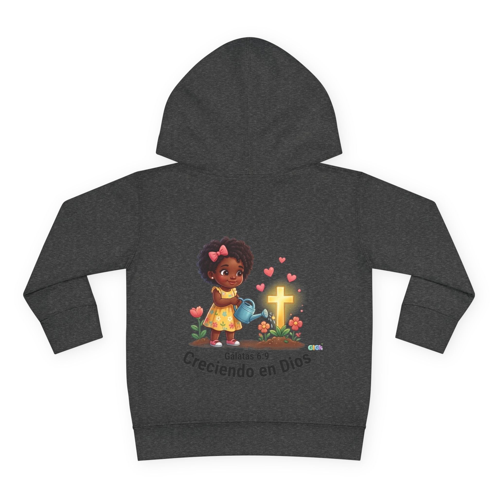 Toddler Hoodie — "Creciendo en Dios" Religious Pullover for Kids (Galatians 6:9)