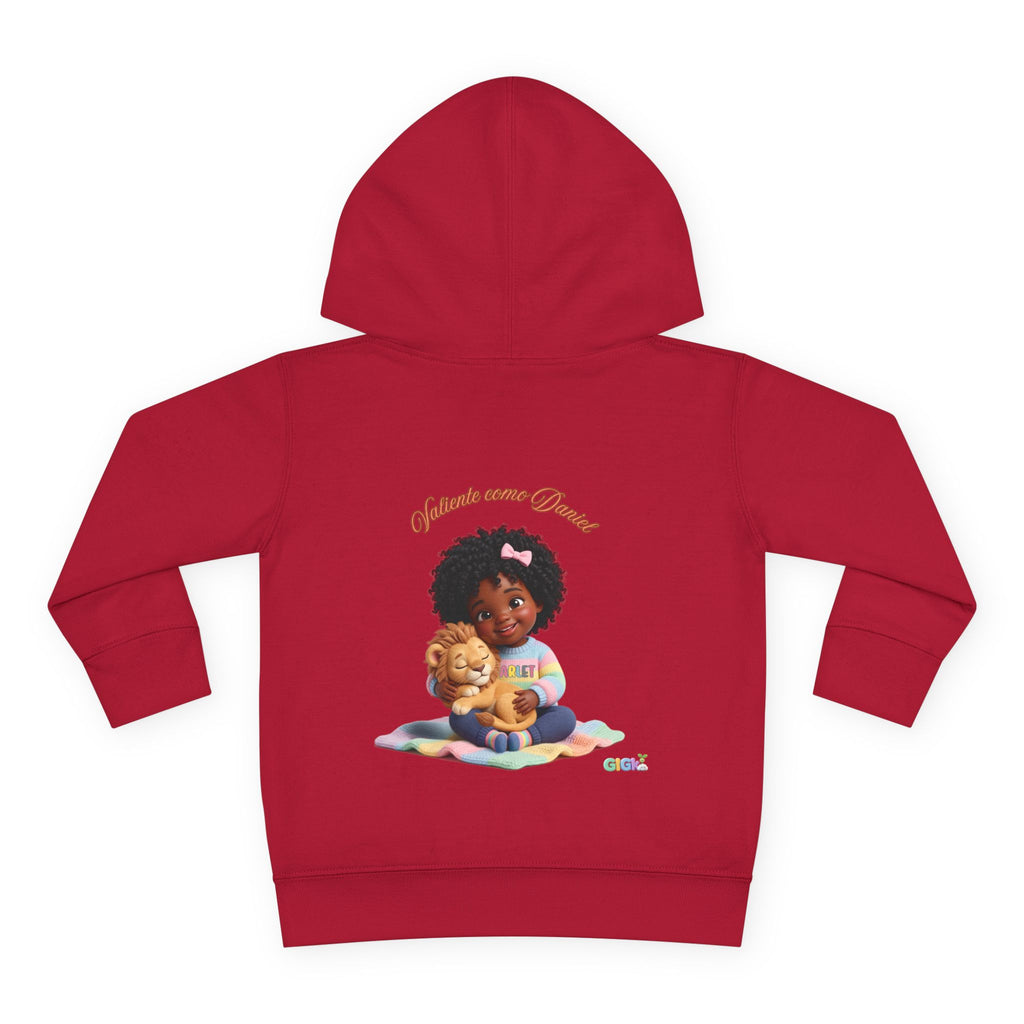 Toddler Hoodie "Welcome Little Princess" — Cute Black Baby Girl with Stuffed Lion Pullover