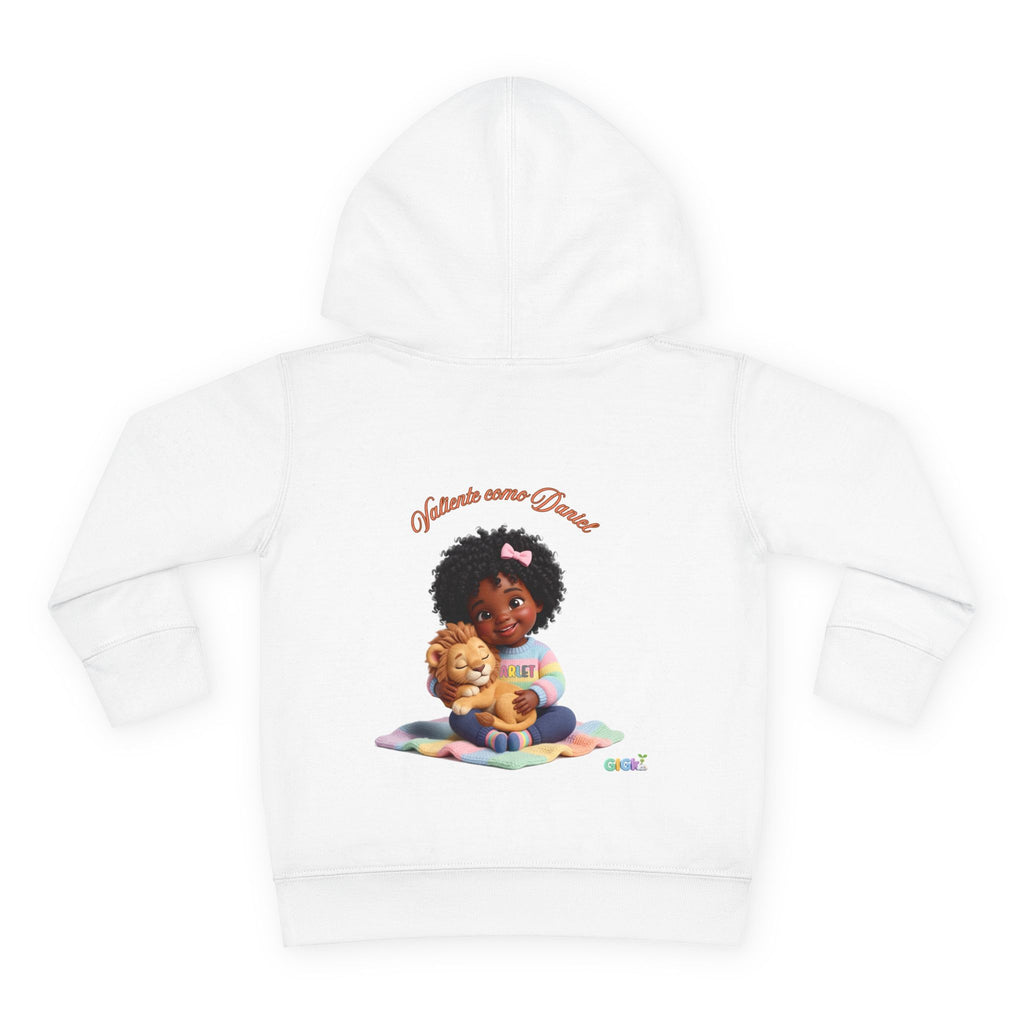 Toddler Hoodie "Welcome Little Princess" — Cute Black Baby Girl with Stuffed Lion Pullover