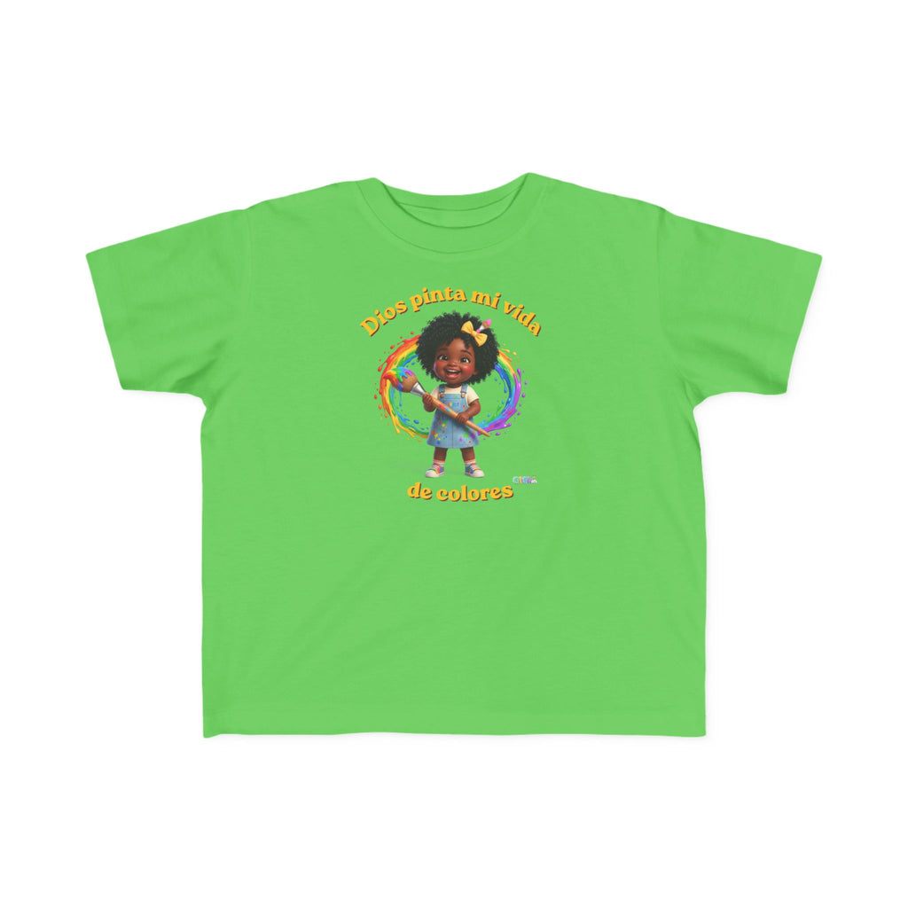 Growing God Kids Toddler Tee — "Dios pinta mi vida de colores" Faith-Based Graphic Shirt