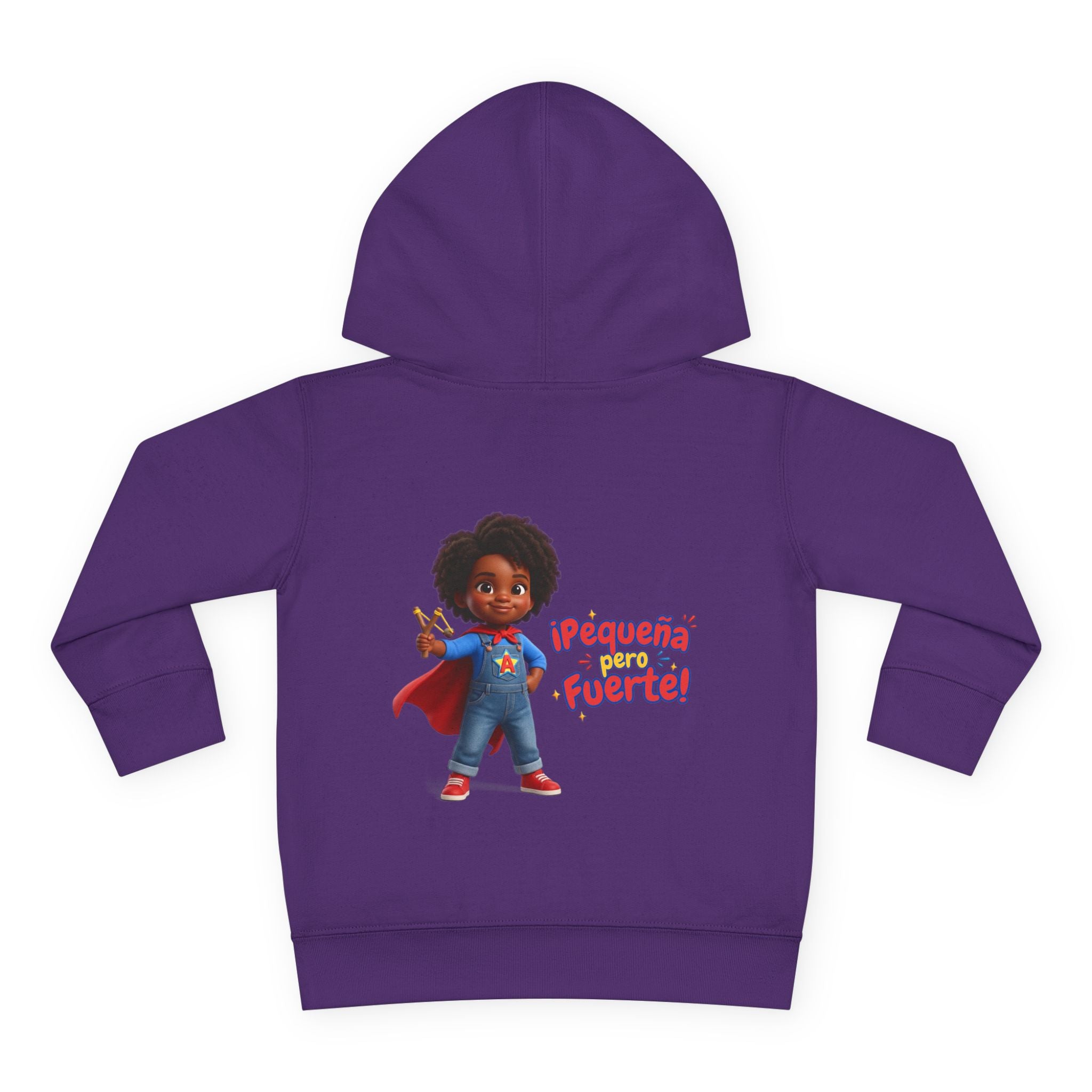 Toddler Hoodie — "¡Pequeña y Fuerte!" Superhero Girl Pullover
