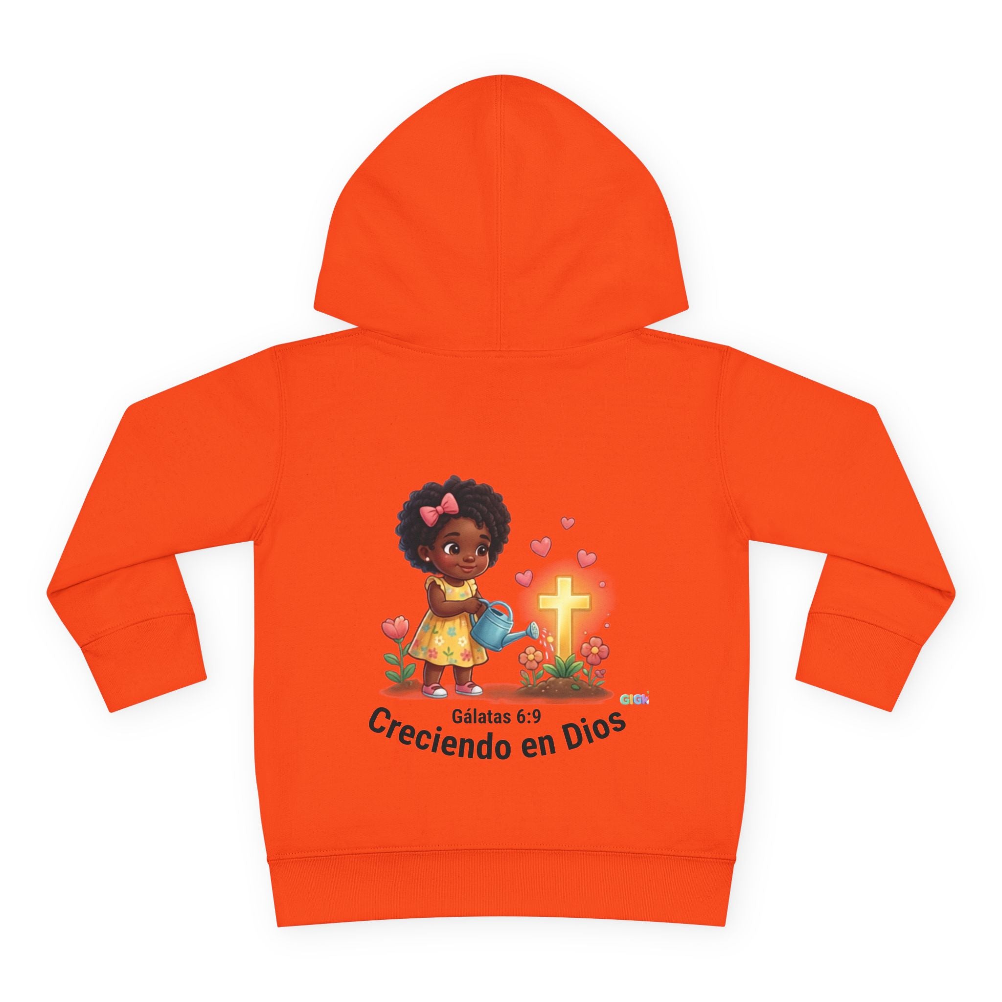 Toddler Hoodie — "Creciendo en Dios" Religious Pullover for Kids (Galatians 6:9)
