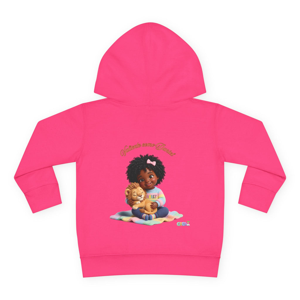 Toddler Hoodie "Welcome Little Princess" — Cute Black Baby Girl with Stuffed Lion Pullover