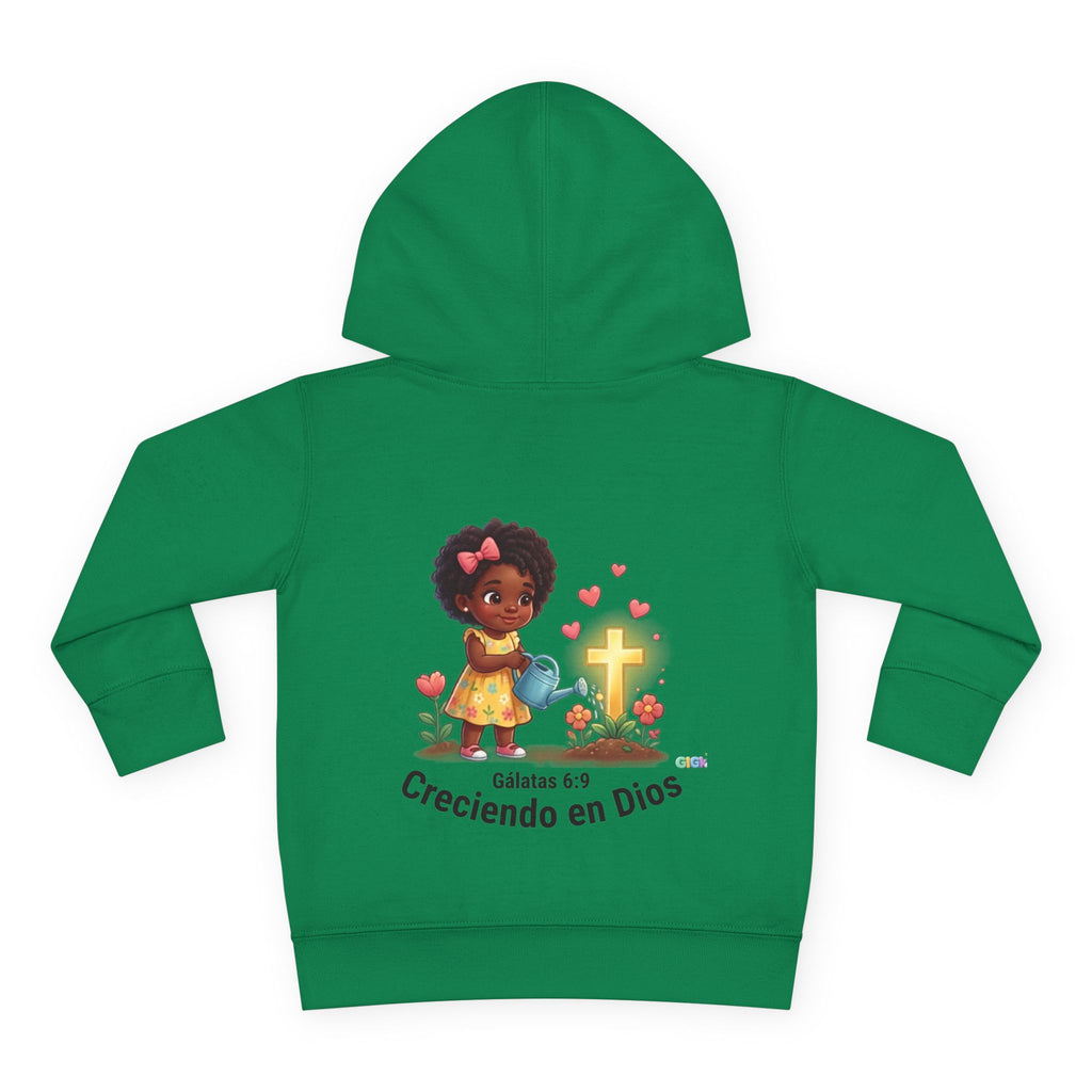 Toddler Hoodie — "Creciendo en Dios" Religious Pullover for Kids (Galatians 6:9)