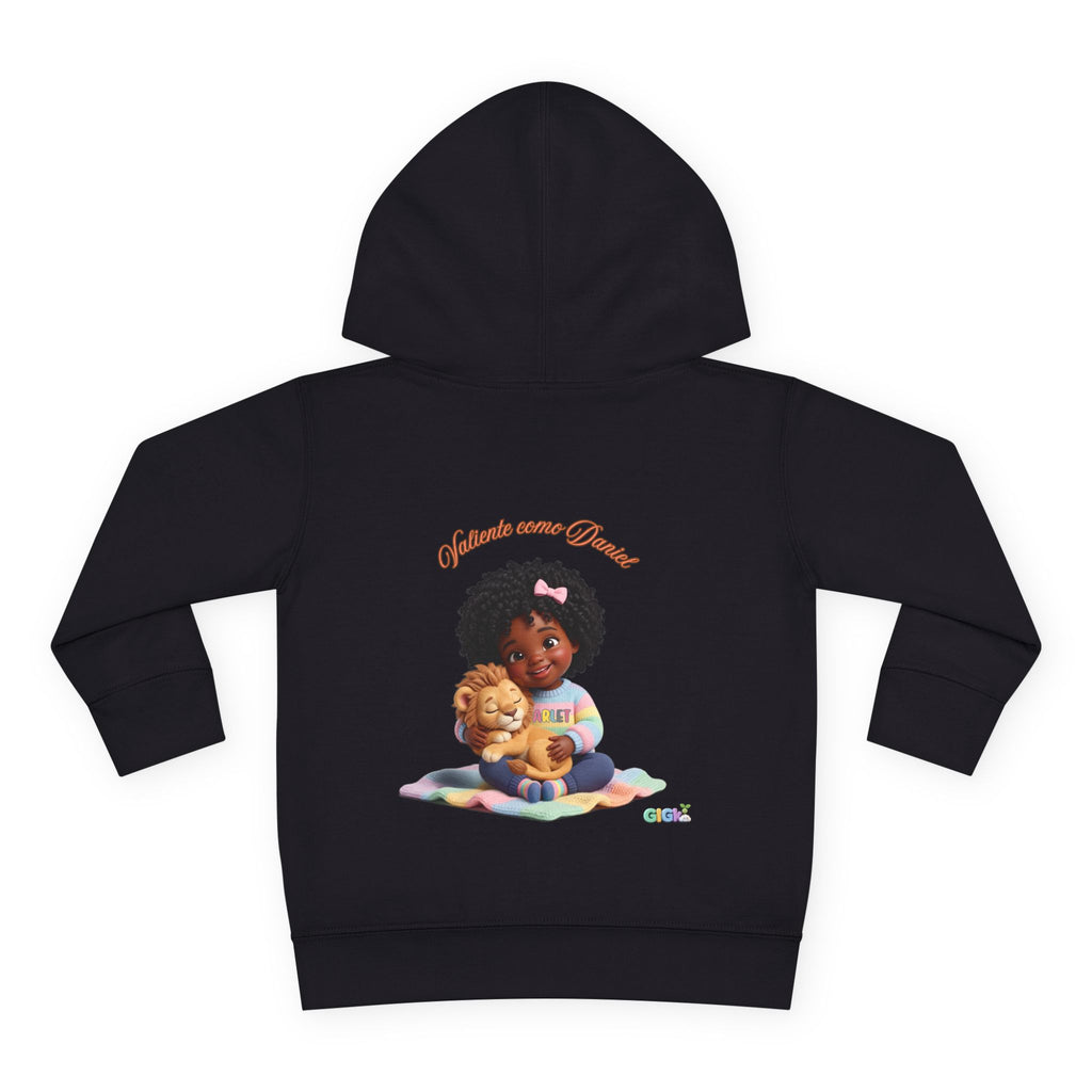 Toddler Hoodie "Welcome Little Princess" — Cute Black Baby Girl with Stuffed Lion Pullover
