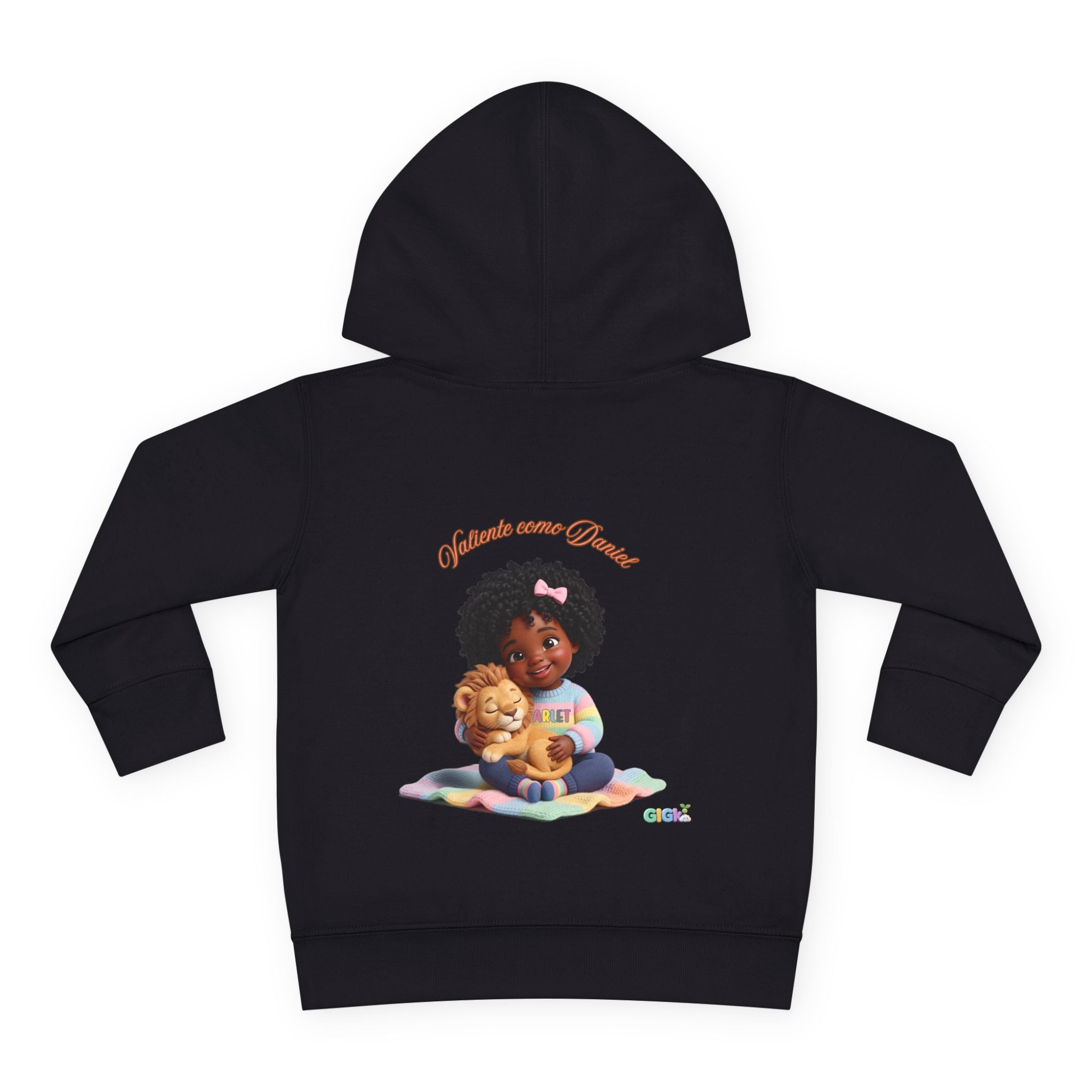 Toddler Hoodie "Welcome Little Princess" — Cute Black Baby Girl with Stuffed Lion Pullover