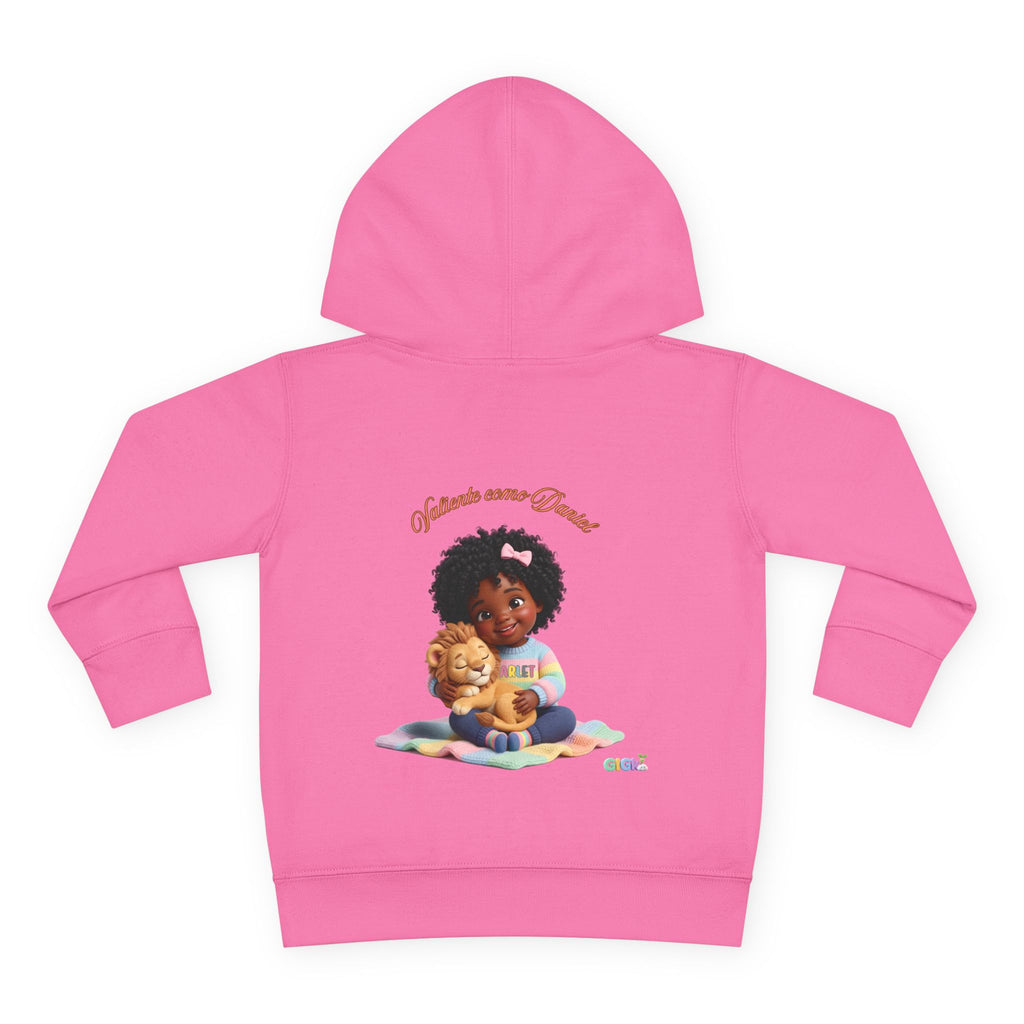 Toddler Hoodie "Welcome Little Princess" — Cute Black Baby Girl with Stuffed Lion Pullover