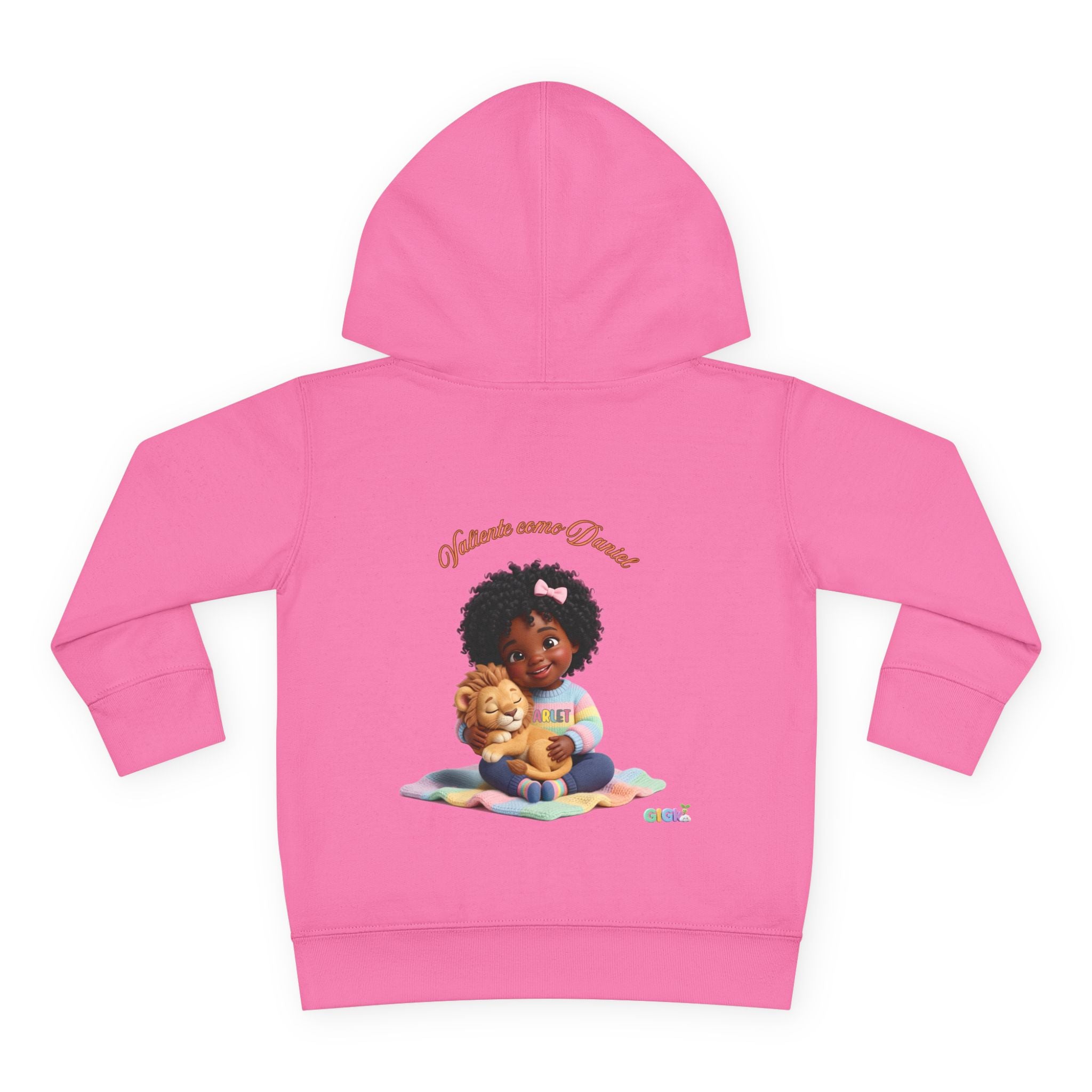 Toddler Hoodie "Welcome Little Princess" — Cute Black Baby Girl with Stuffed Lion Pullover