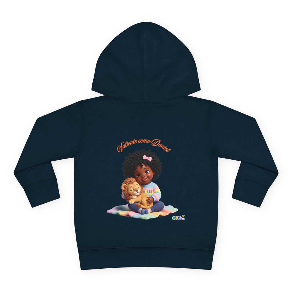 Toddler Hoodie "Welcome Little Princess" — Cute Black Baby Girl with Stuffed Lion Pullover