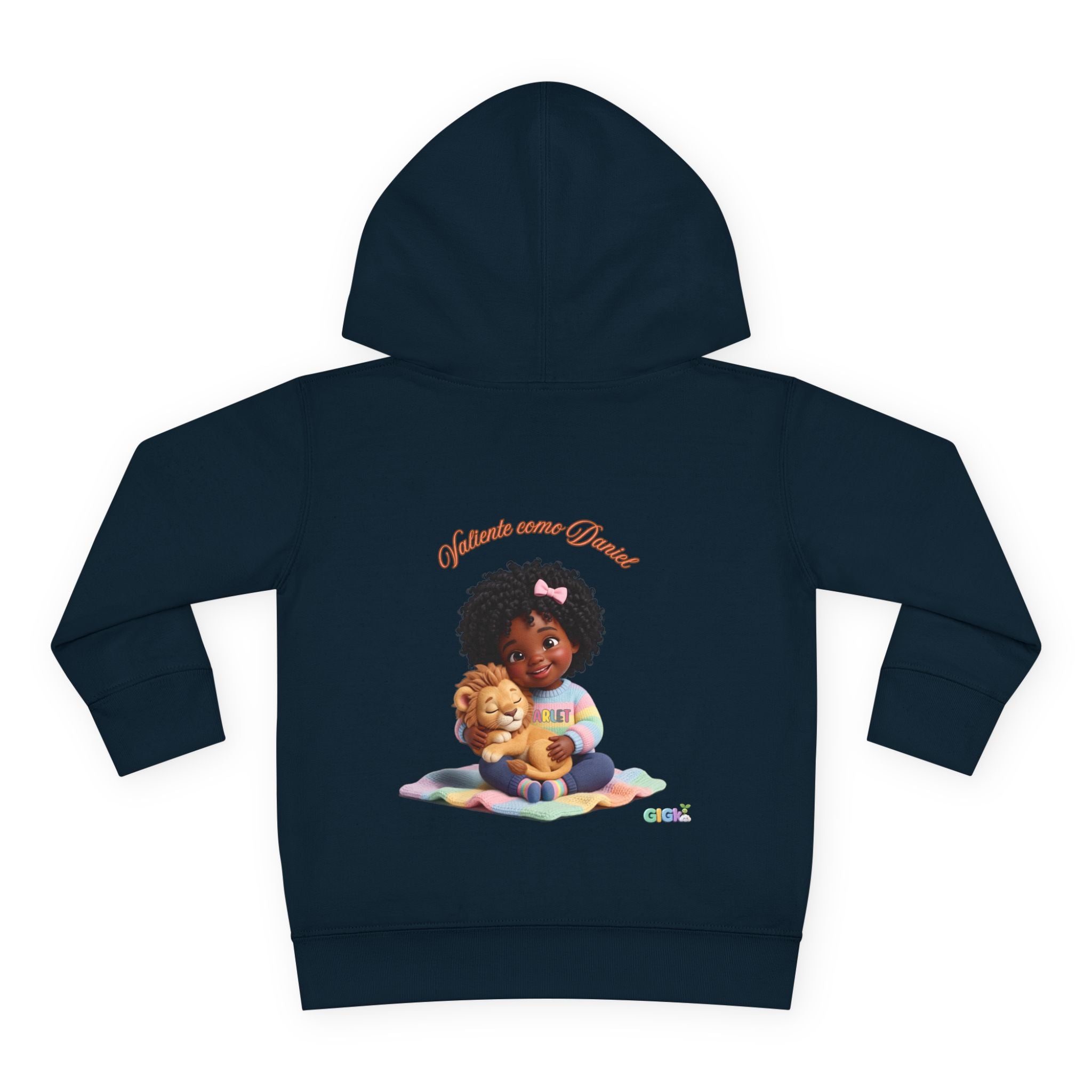 Toddler Hoodie "Welcome Little Princess" — Cute Black Baby Girl with Stuffed Lion Pullover