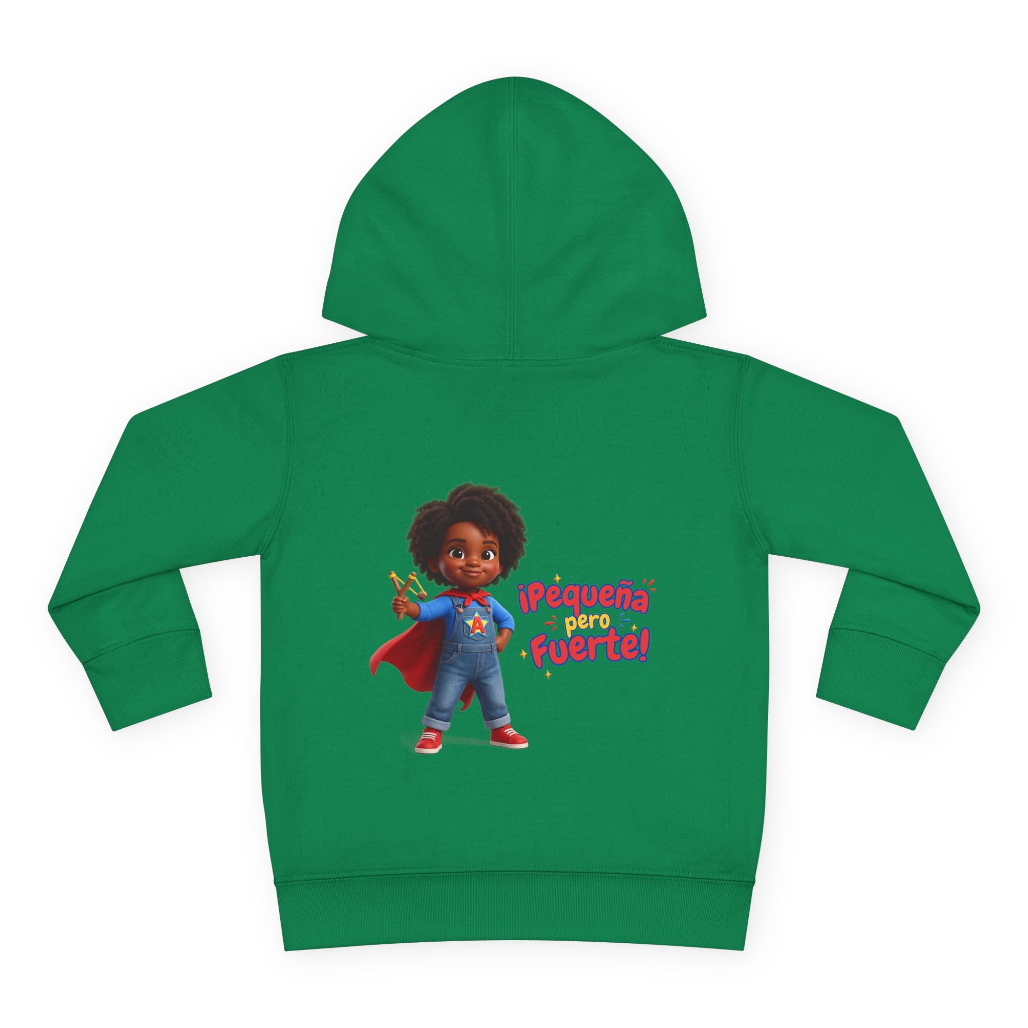 Toddler Hoodie — "¡Pequeña y Fuerte!" Superhero Girl Pullover