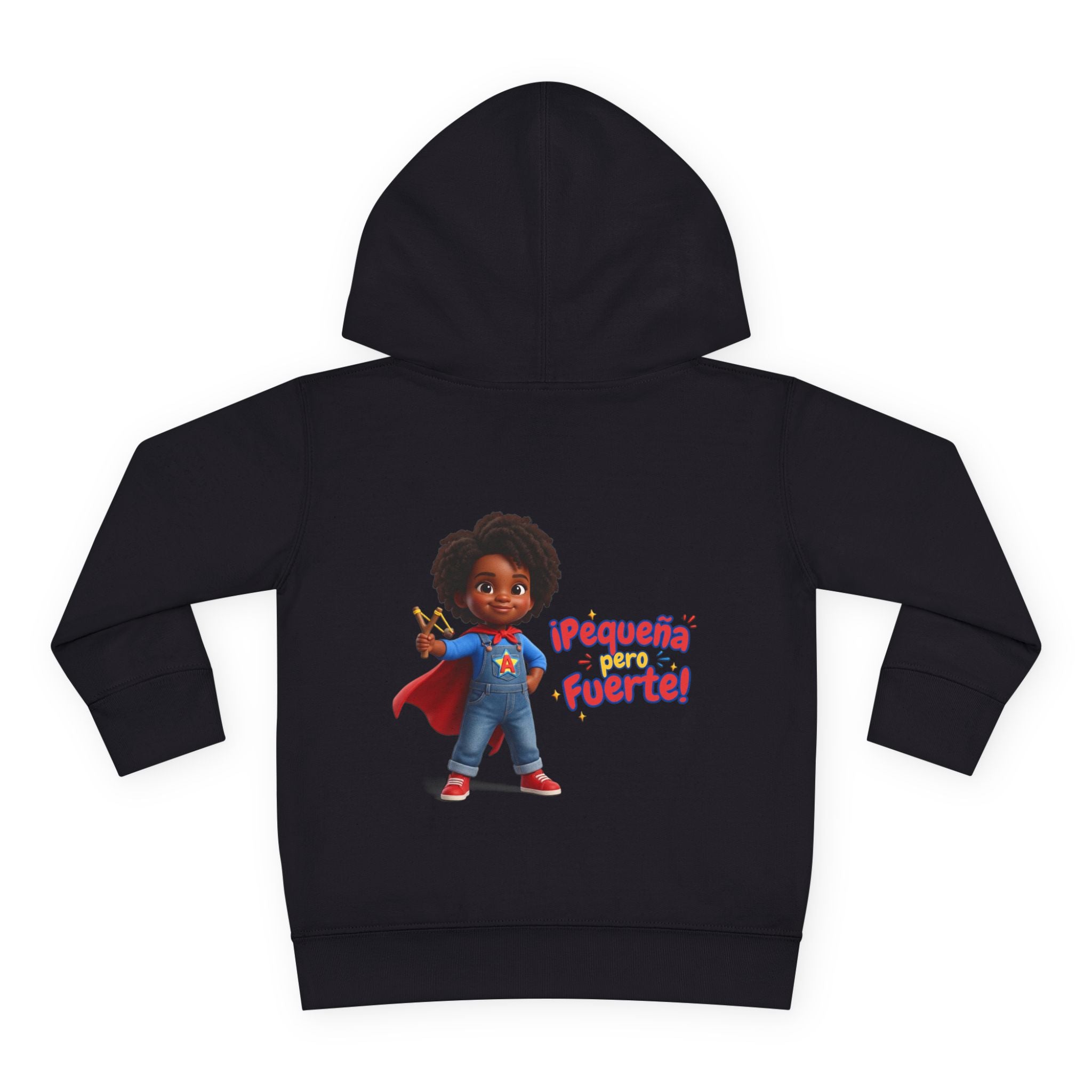 Toddler Hoodie — "¡Pequeña y Fuerte!" Superhero Girl Pullover