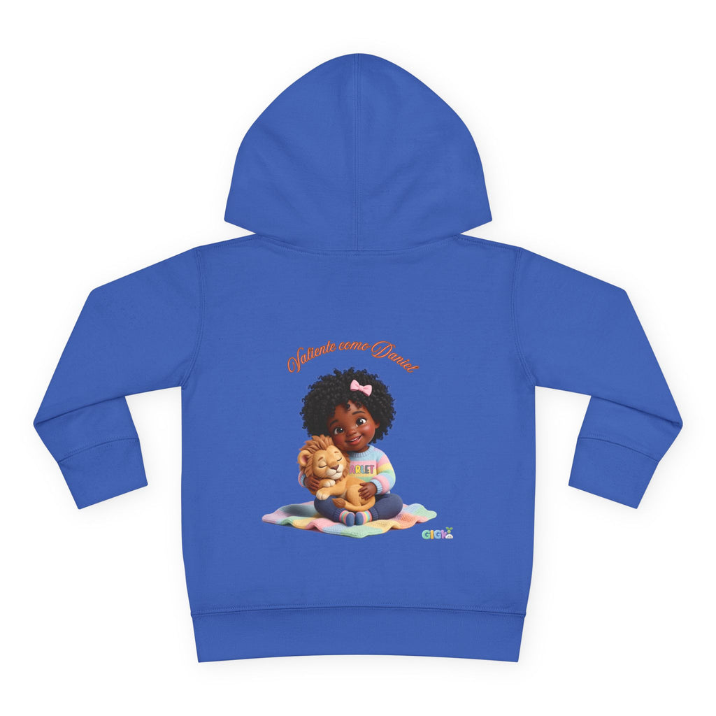 Toddler Hoodie "Welcome Little Princess" — Cute Black Baby Girl with Stuffed Lion Pullover