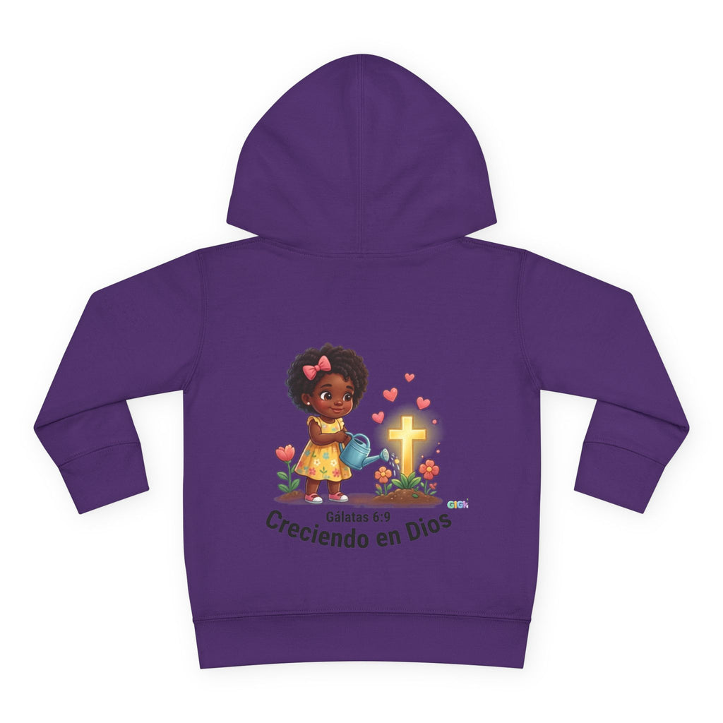 Toddler Hoodie — "Creciendo en Dios" Religious Pullover for Kids (Galatians 6:9)