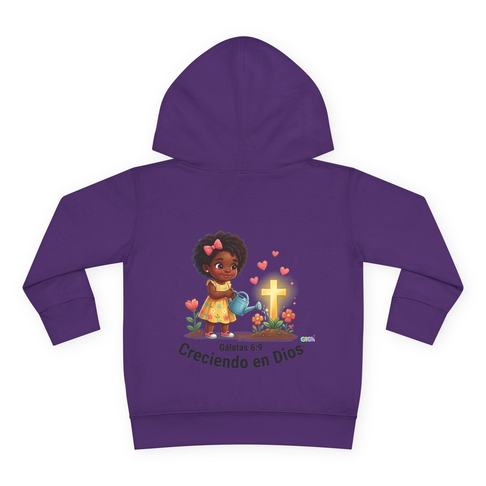 Toddler Hoodie — "Creciendo en Dios" Religious Pullover for Kids (Galatians 6:9)