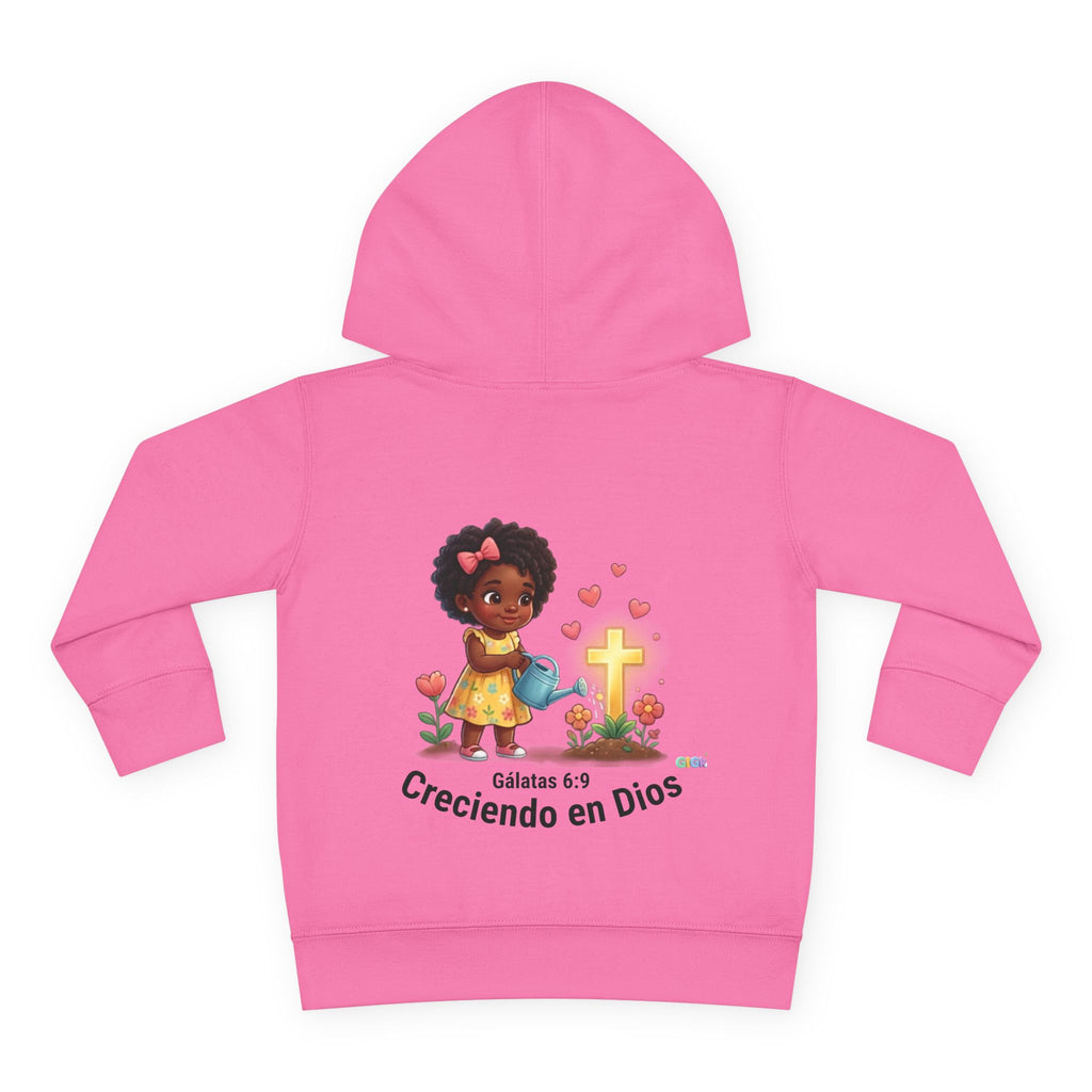 Toddler Hoodie — "Creciendo en Dios" Religious Pullover for Kids (Galatians 6:9)