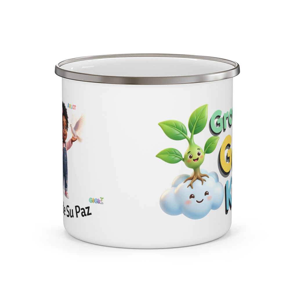 Enamel Camping Mug - "Growing in God Kids" Cute Faith-Based Kids Camping Cup