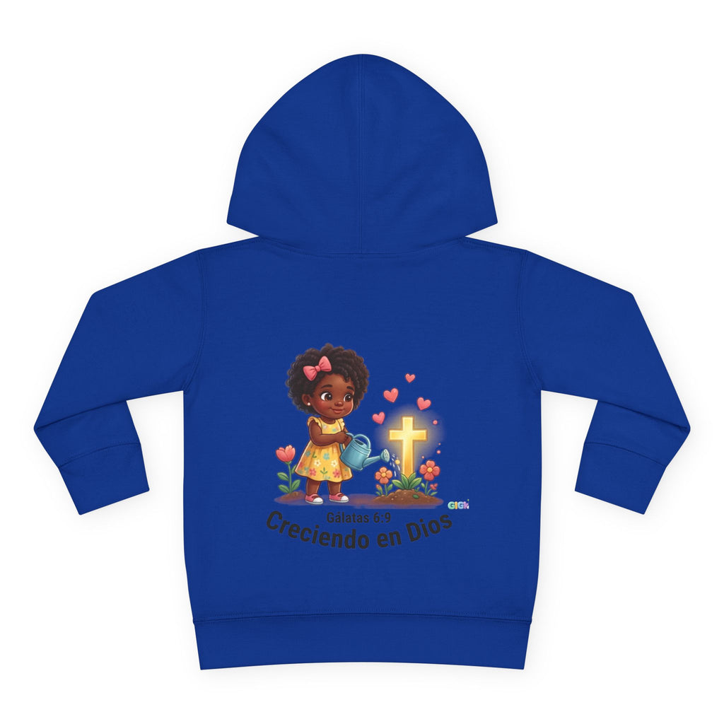 Toddler Hoodie — "Creciendo en Dios" Religious Pullover for Kids (Galatians 6:9)