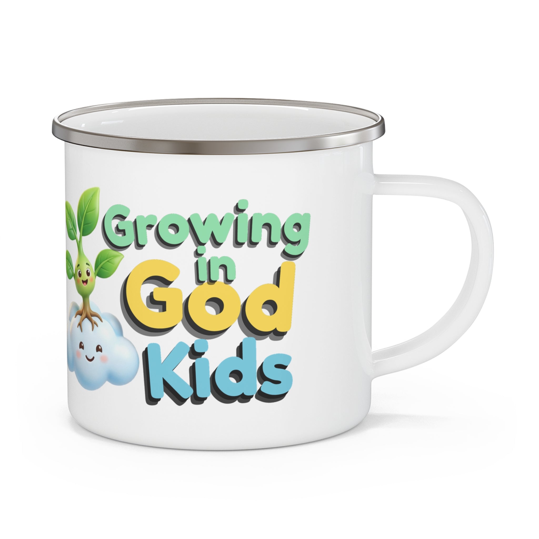 Enamel Camping Mug - "Growing in God Kids" Cute Faith-Based Kids Camping Cup