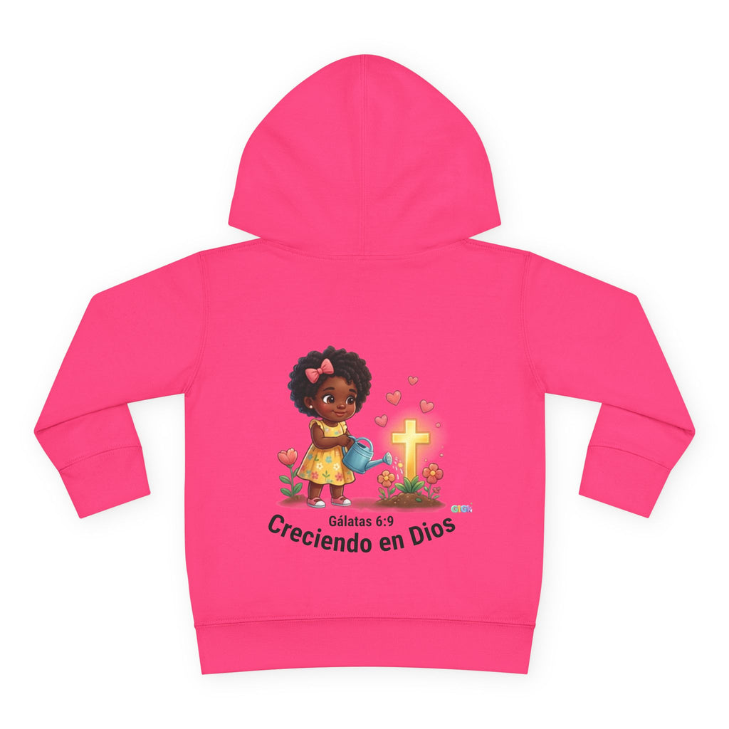 Toddler Hoodie — "Creciendo en Dios" Religious Pullover for Kids (Galatians 6:9)