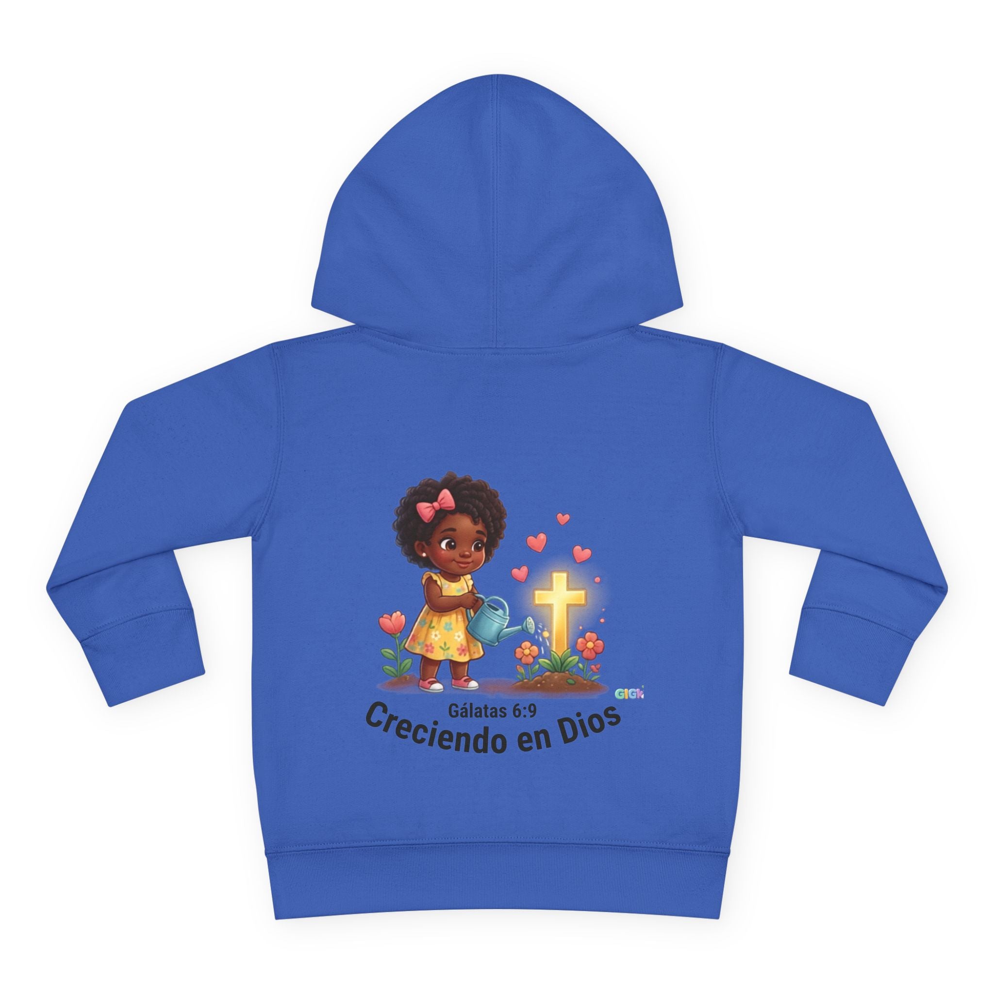 Toddler Hoodie — "Creciendo en Dios" Religious Pullover for Kids (Galatians 6:9)