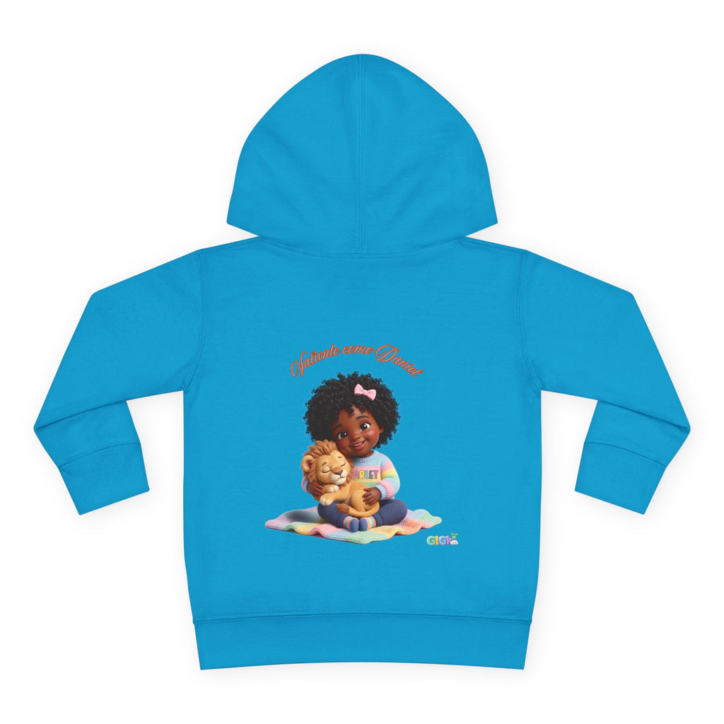 Toddler Hoodie "Welcome Little Princess" — Cute Black Baby Girl with Stuffed Lion Pullover