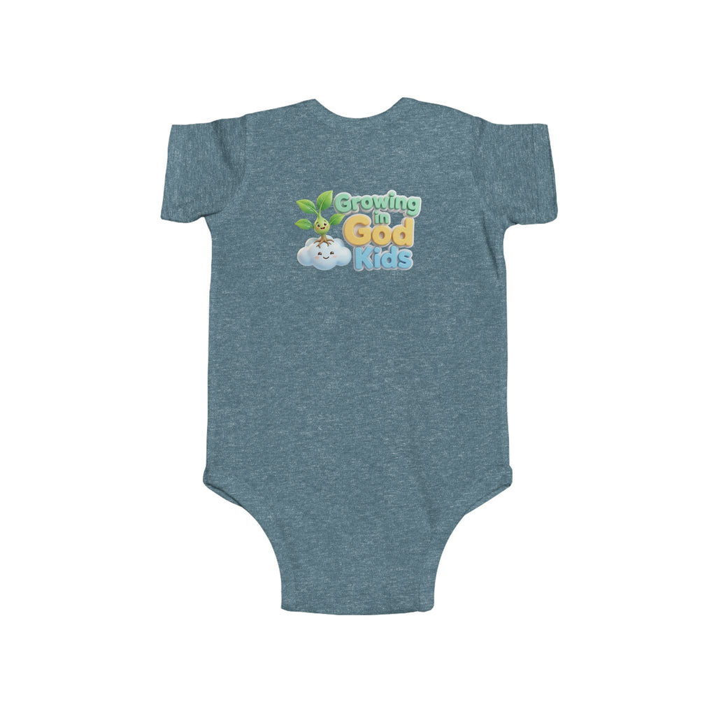 Baby Bodysuit – "Growing Like a God Kid" Cute Moon & Stars Nursery Onesie
