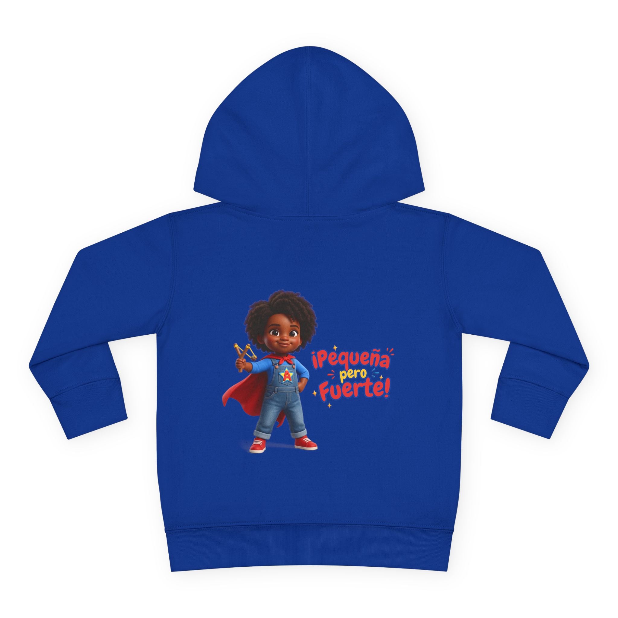 Toddler Hoodie — "¡Pequeña y Fuerte!" Superhero Girl Pullover