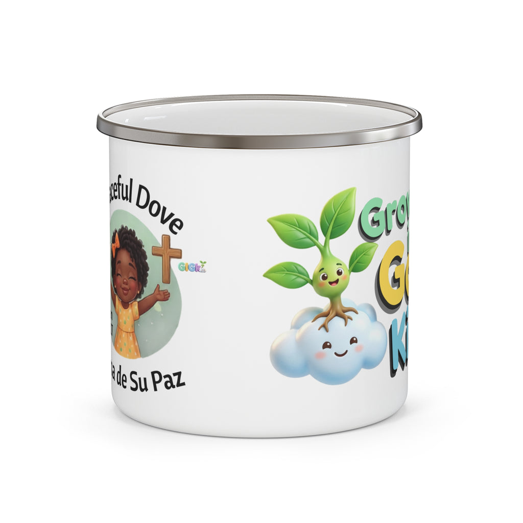 Enamel Mug — "Growing in God Kids" Cute Faith-Based Camping Cup