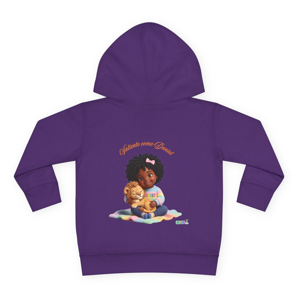Toddler Hoodie "Welcome Little Princess" — Cute Black Baby Girl with Stuffed Lion Pullover