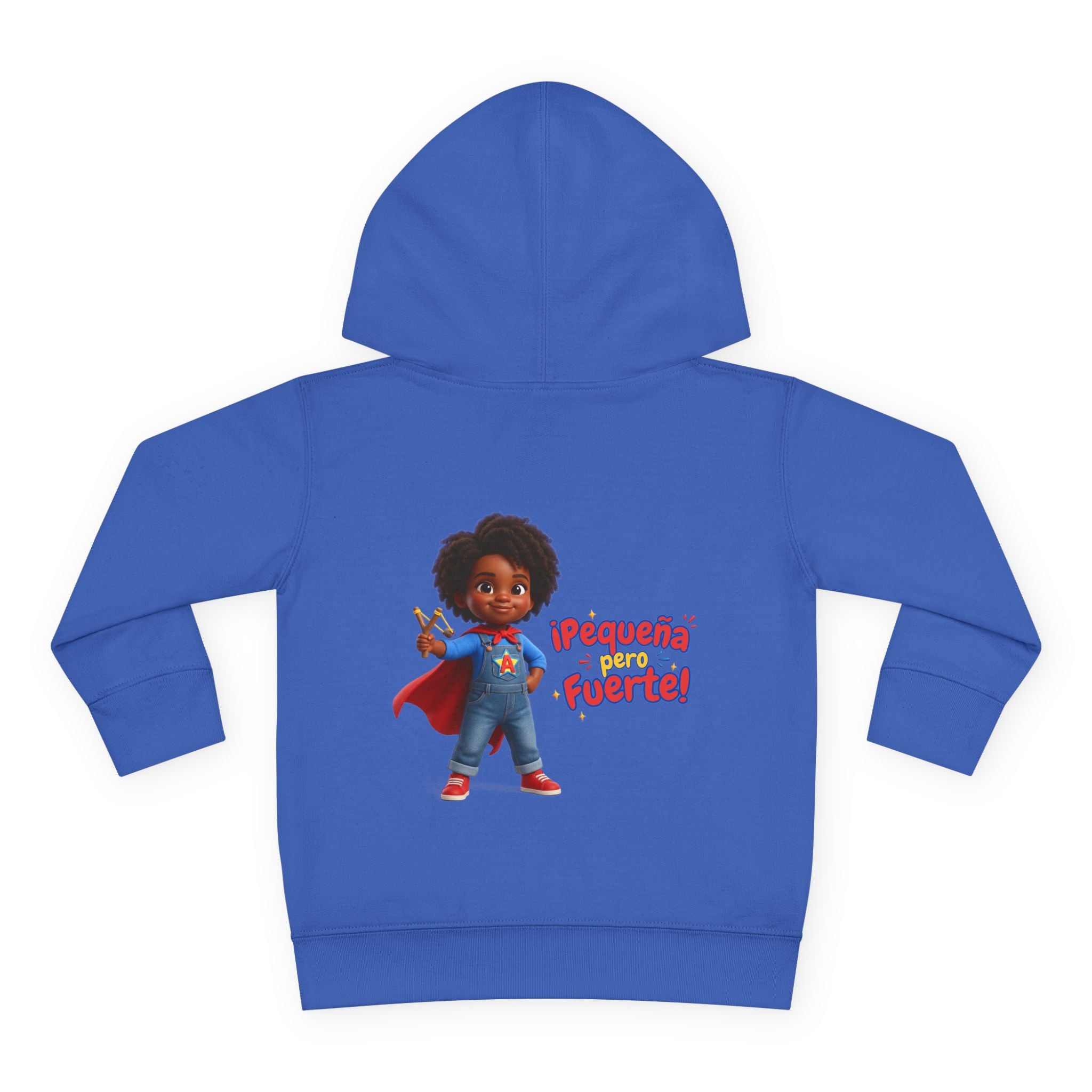 Toddler Hoodie — "¡Pequeña y Fuerte!" Superhero Girl Pullover