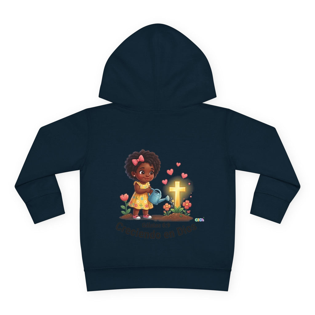 Toddler Hoodie — "Creciendo en Dios" Religious Pullover for Kids (Galatians 6:9)