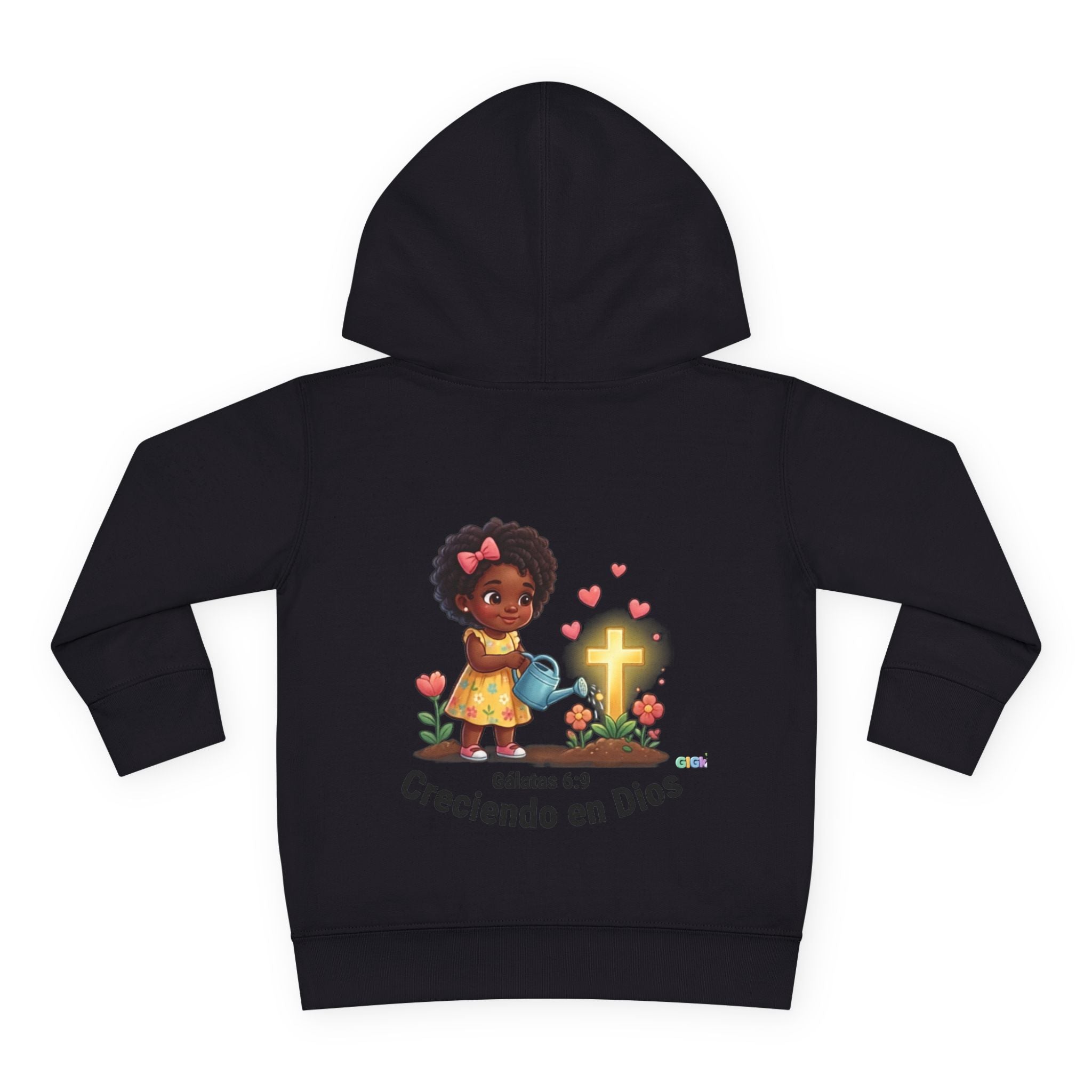 Toddler Hoodie — "Creciendo en Dios" Religious Pullover for Kids (Galatians 6:9)