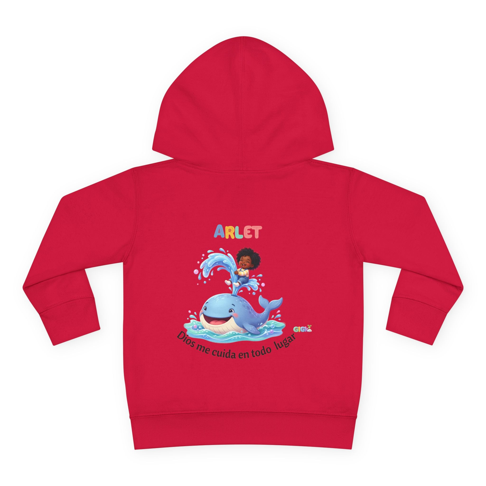 Toddler Hoodie — Personalized "Arlet" Whale Design (Dios me cuida en todo lugar)